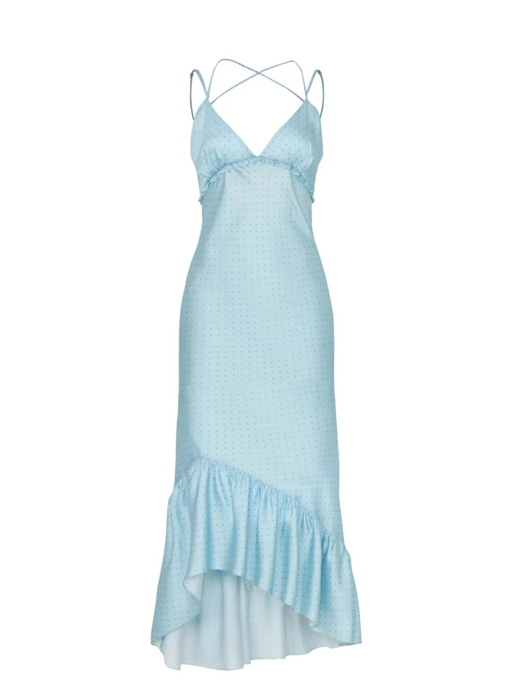 cinq a sept Light Blue Polka Dot High-Low Slip Dress